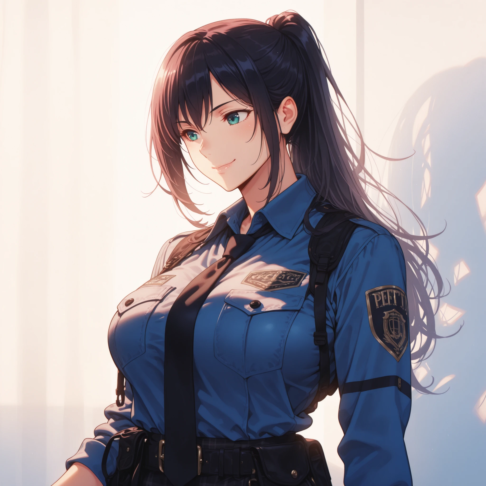 (masterpiece:1.2, highest quality, 8K, advanced details), (realistic, photorealistic:1.4), beautiful illustrations, 
looking at the viewer, whole body, Front view:0.6, 
1 female, 23 years old, Japanese, ((Brown-haired chignon:1.5, middle parted hair)), ((height: 169 cm, (medium breasts:1.3), Moderate abs, big ass)) 
beautiful hair, beautiful face, beautiful and detailed eyes, ((gray eyes:1.3, round big eyes:1.5)), beautiful clavicle, beautiful body, beautiful breasts, beautiful thighs, beautiful feet, beautiful fingers, perfect anatomy:1.3, perfect anatomy
(downtown)
((Female Police Uniform:1.9, choker:1.6)) 
((Grasp the hem of the skirt with your right hand, Put your left hand on your chest, stand with legs apart:1.3)), 
(Look at the viewer while blushing:1.3)