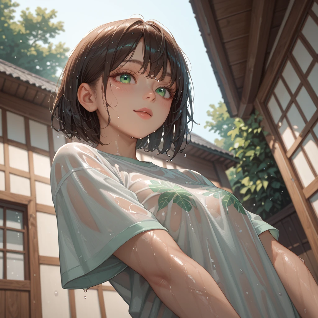 10 years old,Girl,,Flat Chest,naked,Highest quality、High resolution、Detailed Background、Beautiful face in every detail、Teenage Beauty、Brown Hair、Bobcut、Embarrassing、boost mood、 Summer sun、Shining Sea,Hide your hands behind your back
