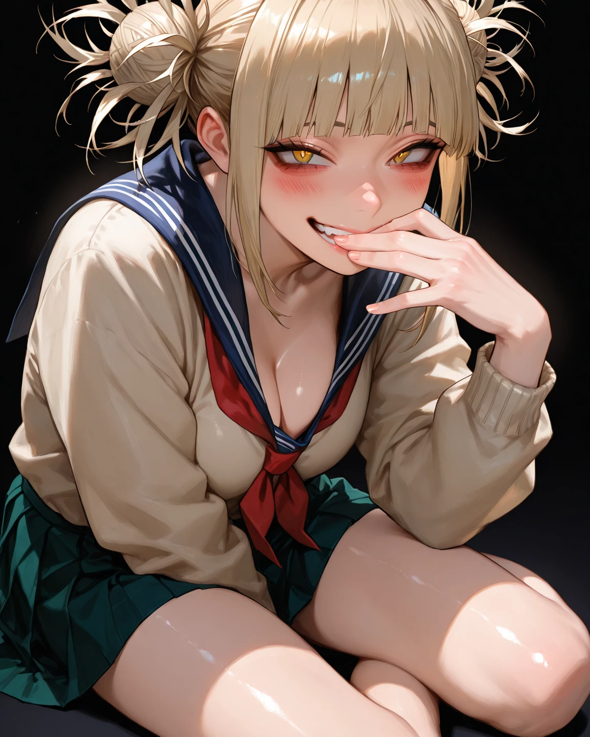 best quality,ultra-detailed,high resolution,extremely detailed CG,perfect ???????,detailed,cinematic lighting,beautiful detailed eyes,ultra high res,pov,1girl,MILF,milf,gleaming skin,oil skin,large breasts,wide hips,skindantation,sweat,humid,clothed,curvy, (night:1.1),(moody lighting:1.3),(classroom:1.5),blue red pink white,dashed eyes,sheer bra,(seductive smile:1.8),(sweat:1.2),(open mouth:1.3),blonde,(serafuku:1.3),skirt,nsfw,sitting desk,pov,(tongue out:1.7),(saliva trail:1.4),(drooling:1.4),look up,(??????? gesture:1.4)