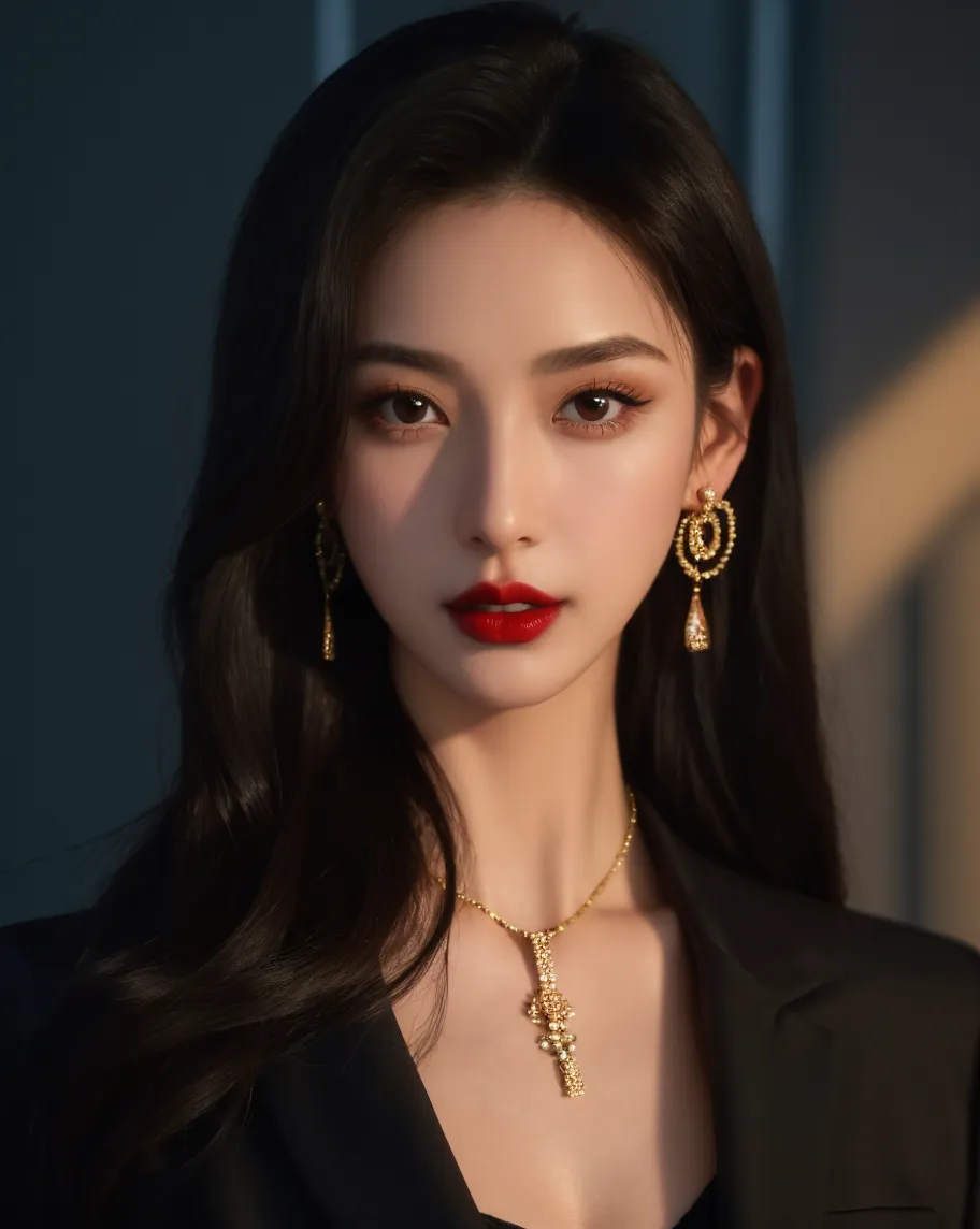 There is a woman with long black hair and a necklace.., Black hair and big eyes, beautiful latin face, 18 years, pale skinned persian girl, thick lips, Violet Myers, Looks like Fabiula Nascimento, Profile picture, lord, Women with long black hair, 16 years, wavy black hair, olive skin
