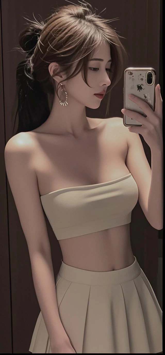 short black hair, with slightly messy bangs.  Dark, penetrating brown eyes.  Thin and marked build.  She wears torn black shorts, blue tennis shoes, and a pink navel blouse with straps. He has an axe in his right hand and a backpack on his back. Busty. 