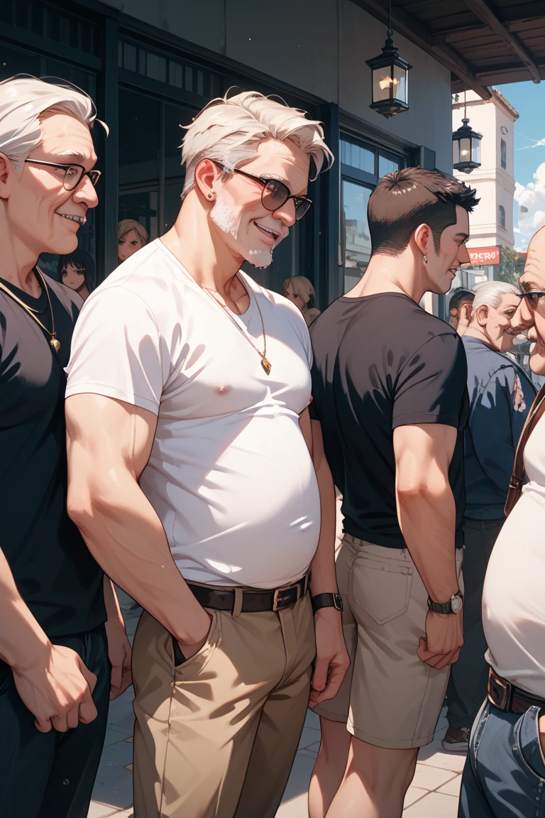 crowd of hairy shirtless grandpas