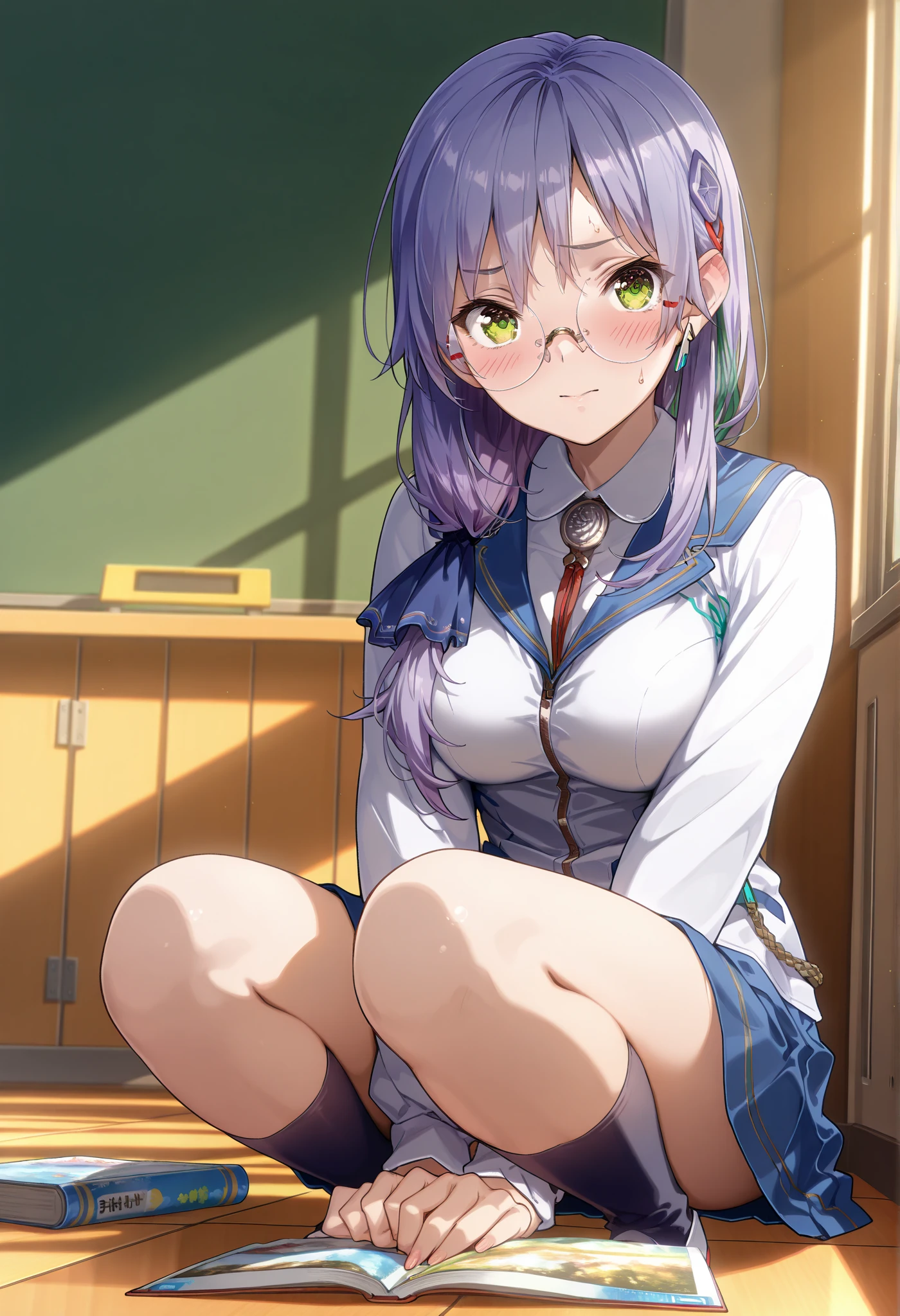 trip, 1 girl, Jacket, uniform, blazer, shirt, red_tie, pink_skirt, (masterpiece, highest quality), High resolution, break ((1 girl)), alone, red noodles, sweat, ((scowl)), (((closed one eye))), clenching teeth, worried, ((big breasts)), surreal, Extremely detailed, detailed face, highly detailed texture, (shiny hair:1.05), (shiny skin:0.97), (Big eyes:0.95), slim thighs, trip_udongein_Inaba, white Bunny ears, (((seiza))), light purple hair, red eyes, long hair, (black blazer), pink pleated skirt, Crescent Badge, ((shibari)), (The rope is wrapped around the body many times), wrapped in rope, ((bondage)), ((rope bondage)), ((((hands tied behind)))), ((((turn your arms behind your back)))), sitting on the tatami, together thighs, sitting on the knees, (((seiza))),