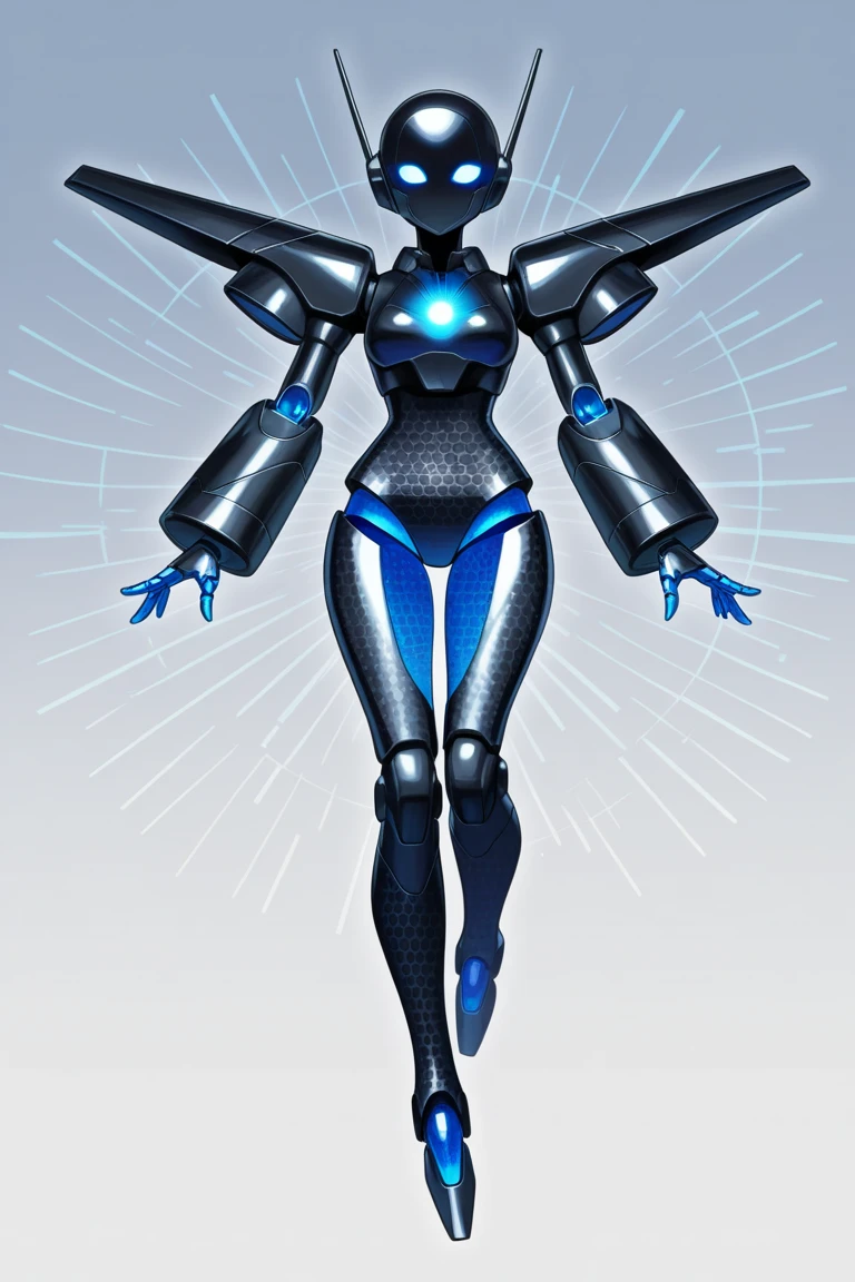 <lora:Neon_Cyberpunk_Cyberspace_IL:0.8> mad-cyberspace, woman, wings, ornanments, teal coloring, grid, orange outlines cyberpunk, (masterpiece:1.2), best quality