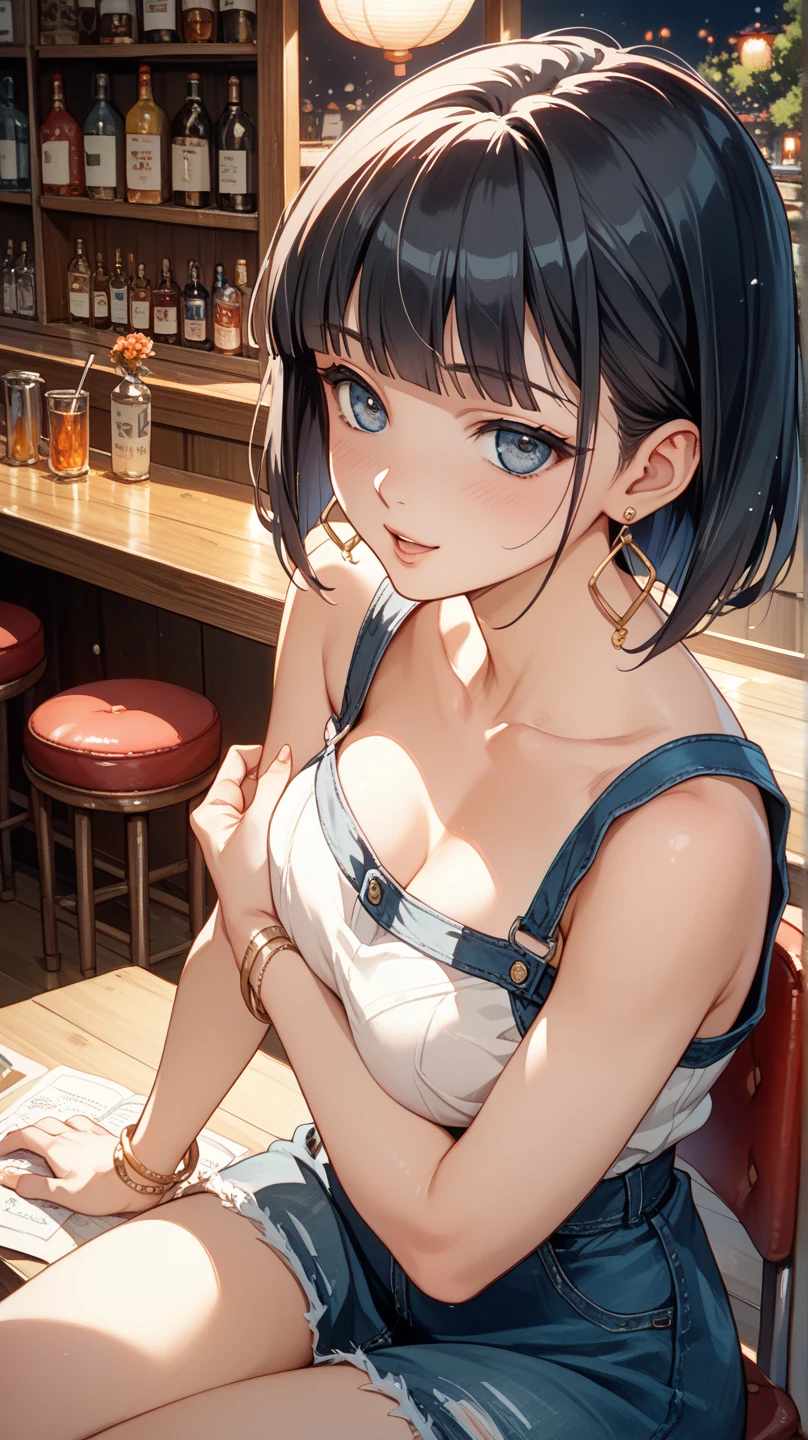 Tabletop, Highest quality, figure, Super detailed, In detail, High resolution, 8Kwallpaper, Perfect dynamic composition, beautiful細部までこだわった目,  Natural Lip, 赤いknitドレス , Big Breasts, Cleavage、knit、short hair、beautiful girl、beautifulディテールまでこだわった目、 venue、Highest quality, 超High resolution, (reality: 1.2), Cinema Lighting、(Japanese Girls)、 beautiful、beautiful肌、(Looking at the audience)、(Surreal)、(High resolution)、(8K)、(Very detailed)、(beautifulディテール)、(Very detailed)、 (wallpaper)、Detailed face、Bright lighting、Professional Lighting、smile、Highest quality、 masterpiece、超High resolution、(reality的:1.3)、RAW Photos、1 Girl、Black Hair、Glowing Skin、((Ultra-reality的 Details))、Portraiture、Global Illumination、Shadow、Octane Rendering、Ultra Sharp、Metal、Cool colors、、Very intricate detail、reality的 Light、smile