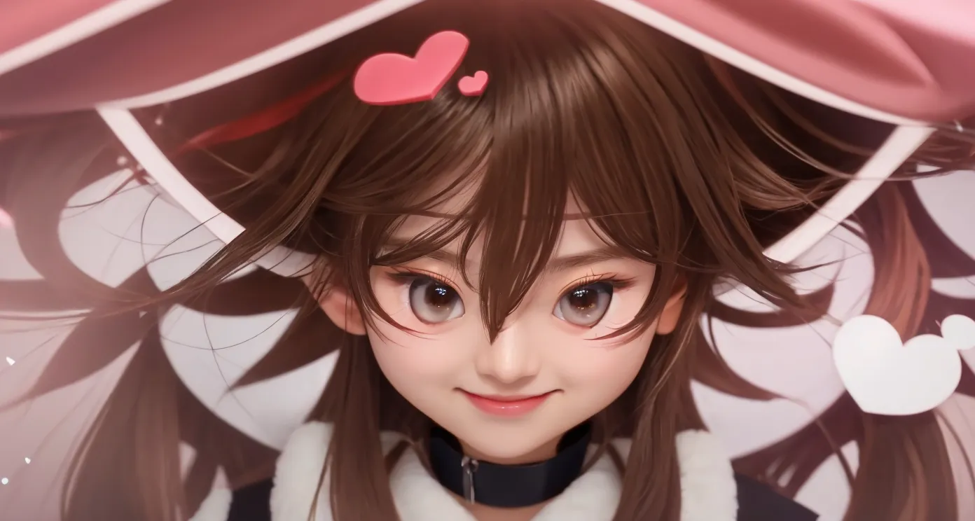 Hair ties, Falter, Long eyelashes, Round eyes, fake animal ears, A light smile, Redness in the ears, tooth, Surrealism, Cast a Shadow, Anaglyph, Stereogram, tachi-e, throw, Atmospheric perspective, 8k, Super Detail, Accurate, Highest quality