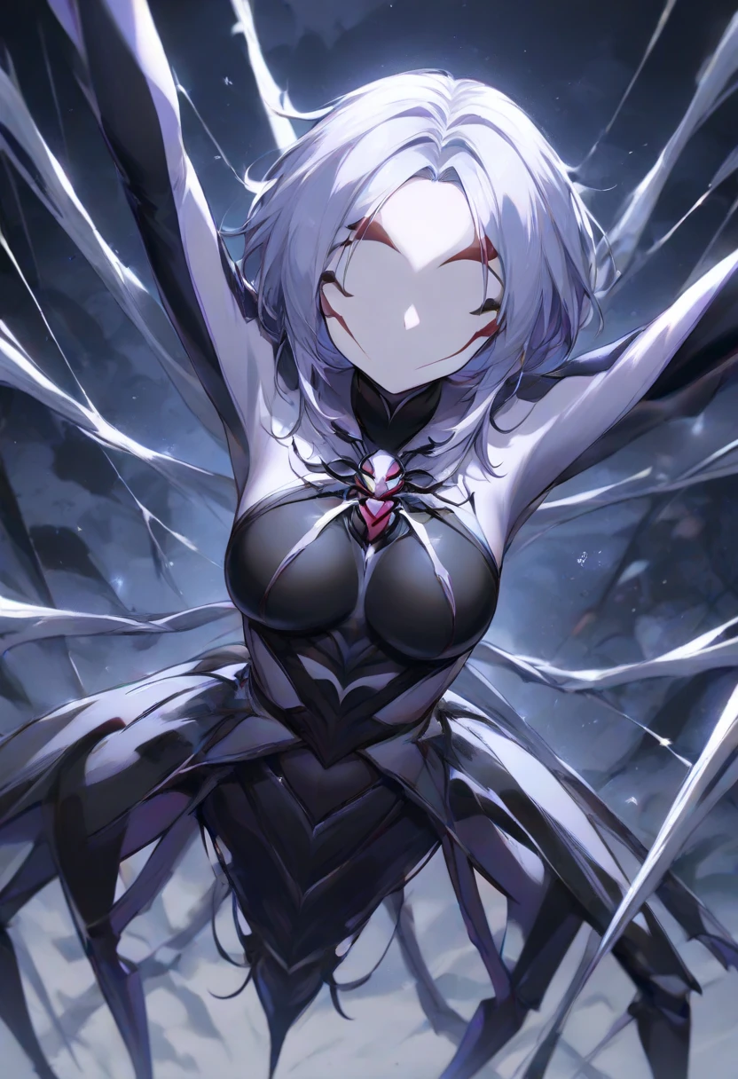 Blood Queen Zelda, spiked wings, silver hair, dark castle, obsidian armor, pale white skin, ghostly appearance,