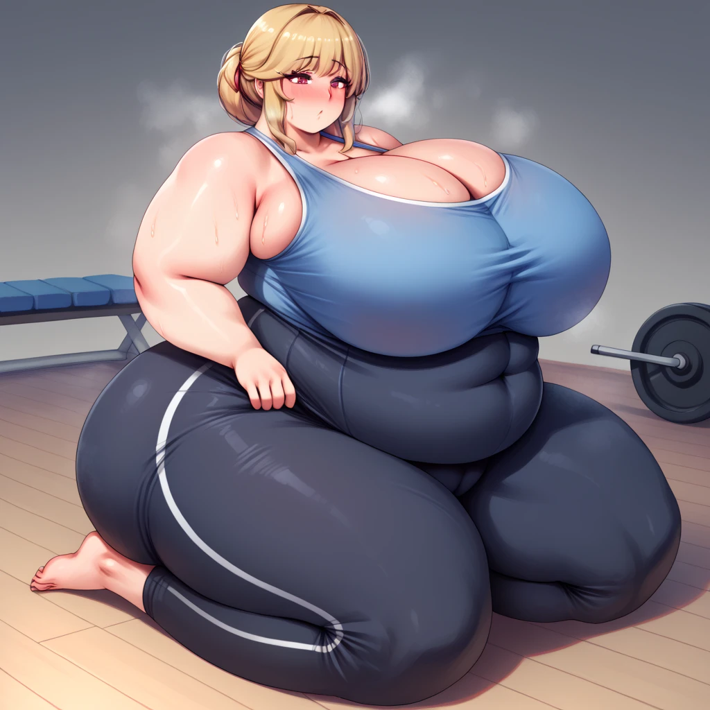 gym, Woman in yoga clothes, tall woman, woman sexy and fine body, woman superiority, enormously exaggeratedly gigantic breasts, abnormally huge tits, abnormally giant breasts , neckline ,thin and big thighs, big vagina torn in clothes, woman harassed child, toddler, short child, boy with huge monumental penis ,boy with his gigantic penis, boy in gym clothes, toddler de 5 años, embarrassed child ,boy sitting on the bench ,woman standing leaning asia the