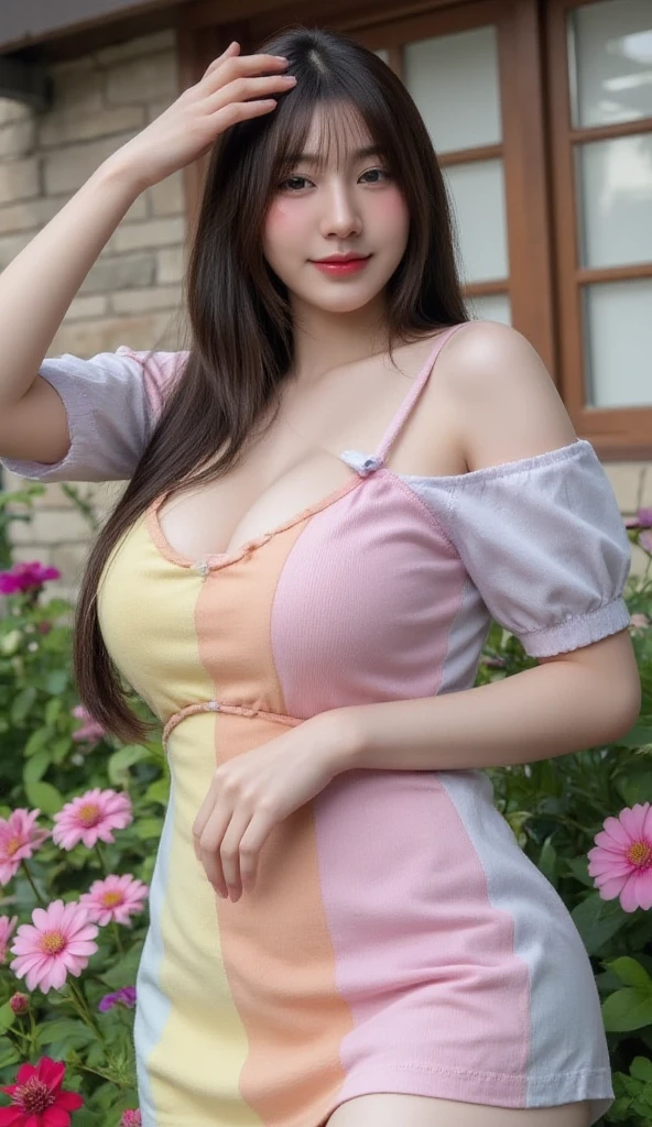 ((Best quality, 8k, Masterpiece :1.3)), Sharp focus :1.2, A pretty girl 24 years old with perfect figure :1.4, Slender abs :1.3, Raw photography、超A high resolution, full body, Ultra High Definition, (Photorealistic:1.4), Detailed Photo, Smiling, Sexy, Facing Camera, Close-up , (Photorealistic), (1girl), Beautiful Face, (Realistic Face),Beautiful Hairstyle, Realistic eyes, beautiful detail eyes, (realistic skin), beautiful skin, (sweater), absurd, attractive, ultra high resolution, ultra realistic, high definition, golden ratio,Good hands、10、high-reaster-piece、highest quality、head:1.3、((Hasselblad photo))、Fine Skin、crisp focus、(Light like a movie)、gentle lighting、Dynamic Ungle、[:(detailed face:1.2):0.2]、
Negative Pro,  Highly detailed face and skin texture, Detailed eyes, Double eyelid,huge breasts,masterpiece,super fine eyes,super fine hand, face zoom, perfect makeup,Dynamic Lighting, beautiful breast 