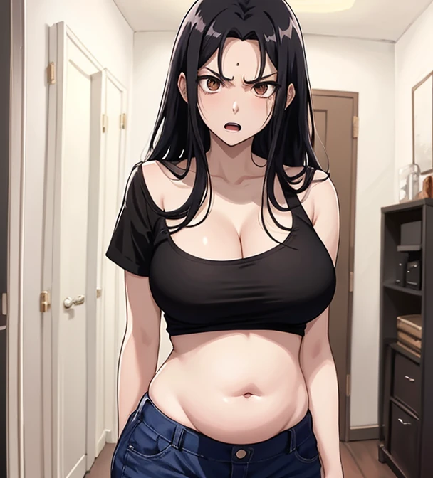 Cute mom,mature women, realistic skin,perfect ,black hair, long hair, (hair over one eye:1.4), messy hair, hair between eyes, transparan camisole, chubby,plump,fat,dense pubic hair, extreme pubic hair, Sexy lips, pucker lips,cute shy blush on