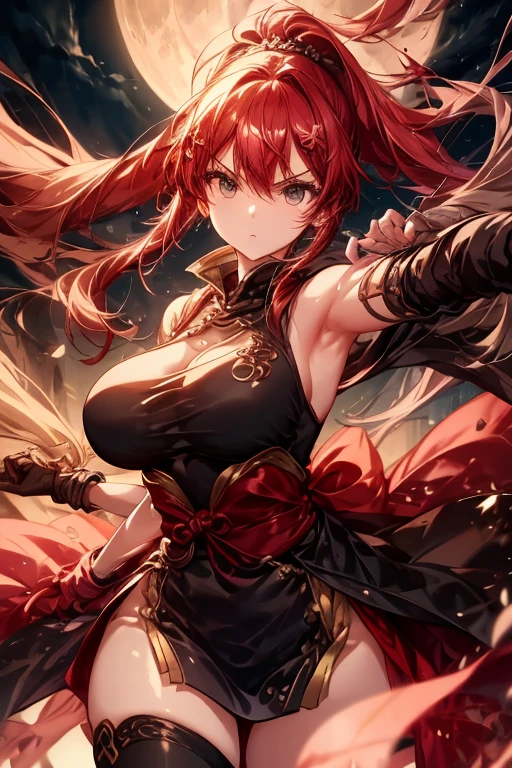 A beautiful anime girl, detailed facial features, long eyelashes, rosy cheeks, (best quality,4k,8k,highres,masterpiece:1.2),ultra-detailed,(realistic,photorealistic,photo-realistic:1.37), (1girl), intricate details, flowing hair, standing in a burning city, destroyed buildings, orange flames, dramatic lighting, cinematic composition, dramatic atmosphere, vivid colors, fantasy art, digital painting,
