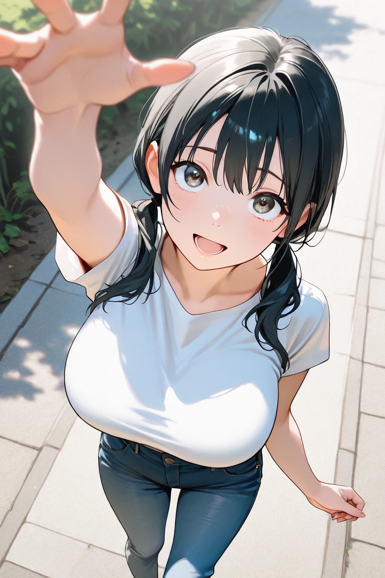 16k、masterpiece、High resolution、((18-year-old female))、Very large breasts、(((thin, A skin-tight white sports bra))、((白くthinスポーツレギンス))、Smiling Kindly、blush、Open your mouth a little、((Place your arms behind your head))、Excessive whole-body sweating、Very close、Training Gym