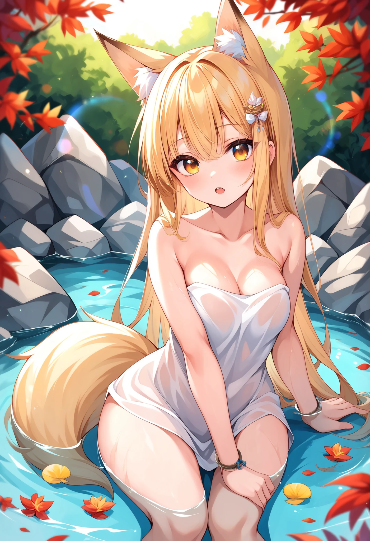 Naked pussy, yellow hair, cat ear,big ass, spread pussy, sitting, wet pussy, drippin, big tits, from the front
