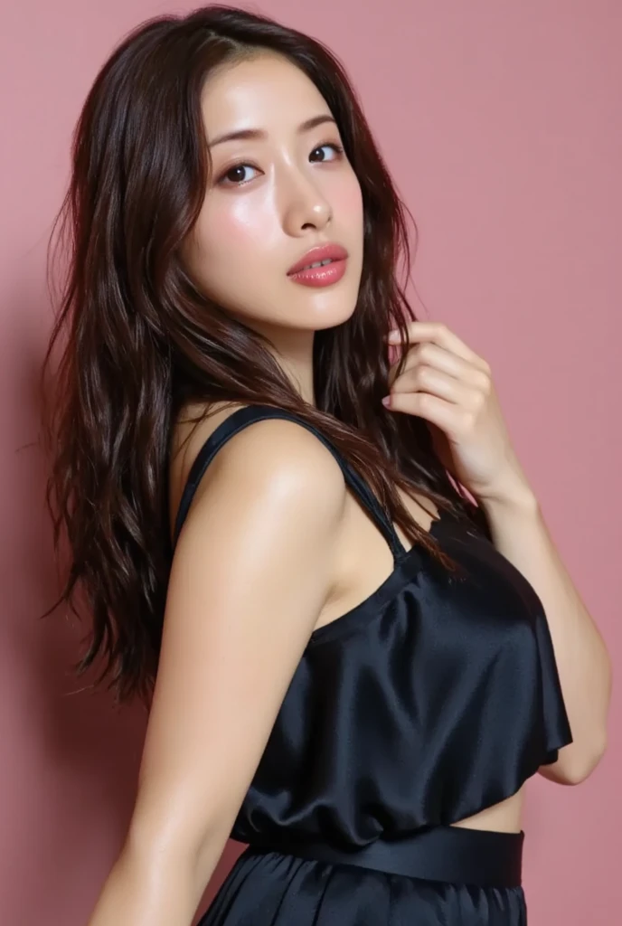 dark brown hair、Light brown eyes、Japanese actress、Lady、I am about 40 years old...、(My NTR More about my category:1.2)、(top-qual私ty:1.4)、 (Ultra-high resolution:1.2)、Ultra-high resolution、(Private Detective Data)、(Detailed facial features)、Hmph、8K resolut私on、D cup breasts、Long Hair、Obscene pose、Beautiful legs、Leaning against a wall、Bend only one leg、stretched one leg、Please lift your chin a little、Expressions of sadness、、black one piece、A refreshing bathroom bathed in morning sunlight、2Book legs、2Book Hand、Beautiful legs、knit lilac、White marble wall、Poses that make you feel weak、Expressions of weakness、Shooting from a very low position、Ultra low angle、