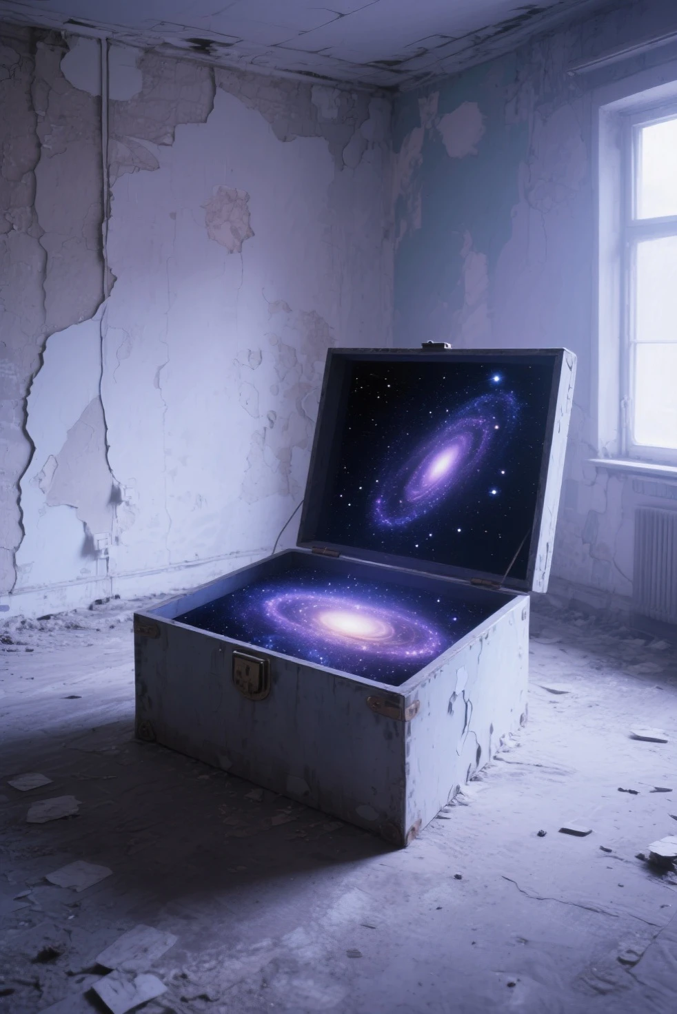 Hyper realistic photo: naked woman hangs up laundry after washing, outer space, weightlessness, dark around against the backdrop of a star