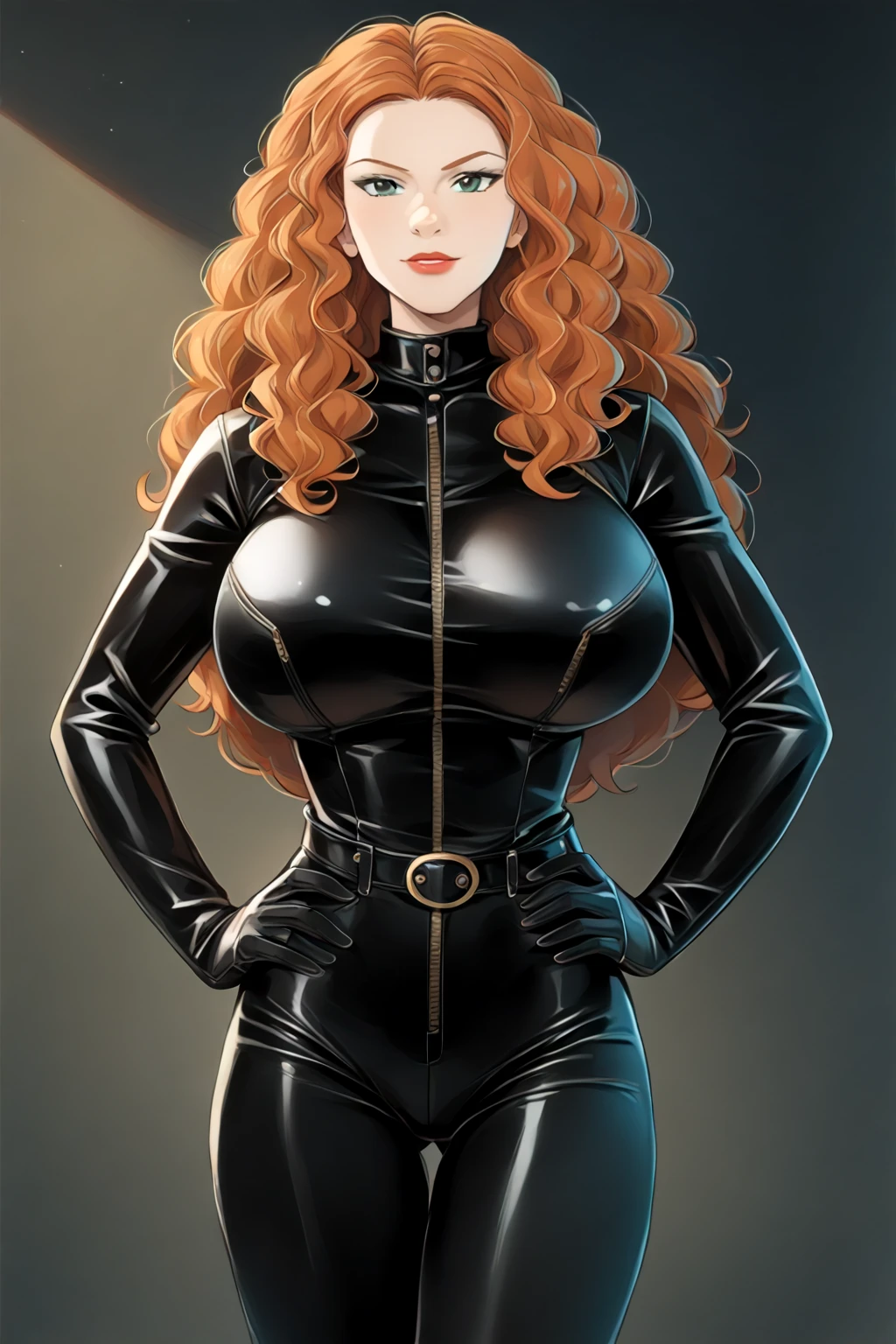 masterpiece, best quality, mature woman, mature face, trimmed hairstyle, red hair, mature face, hot face, glossy lips, gobby lips, sharp eyes, big breasts, voluptuous body, golden eyes, (bandit outfit, bandit bandana), looking at viewer, tough appearance, alley, (looking serious), lunatic face, lunatic smile, (glaring eyes, piercing eyes), lunatic expression, (holding dagger)