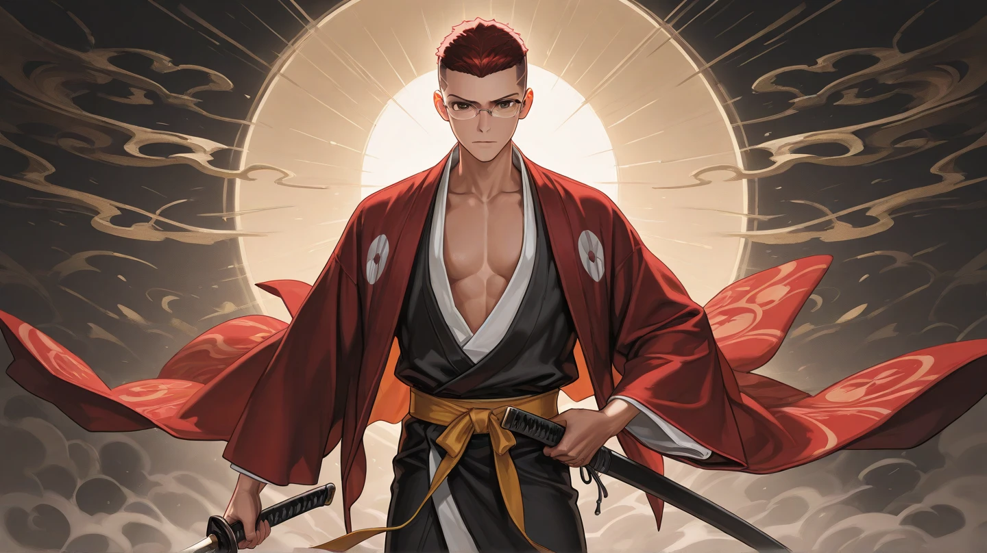Haori, Adult, Male, Demon, Demon Skin Color, Temple Background, Martial artist Gi.