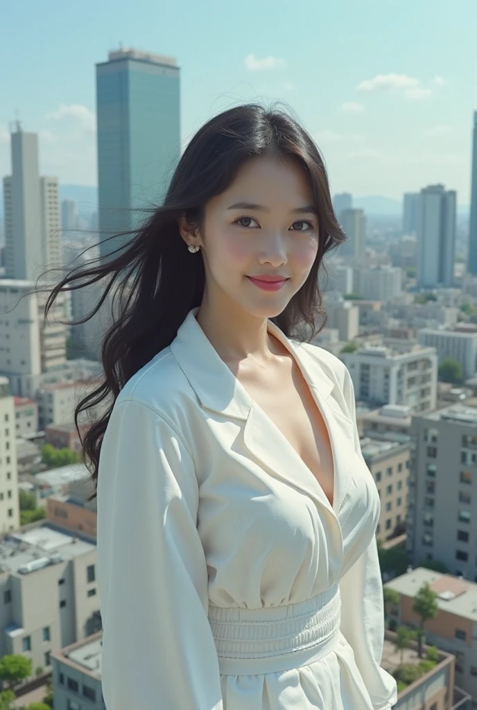 masterpiece, highest quality, born々New Photorealism, smile, (((Beautiful mature woman,49 years old、Married woman, middle-aged woman)))、(((There are fine wrinkles on the face))) sexy lady 、Long, wavy chestnut hair, Big Breasts, Depth of written boundary, High resolution, Super detailed, Highly detailed eyes and face, Sharp pupils Sharp focus, Cinema Lighting,(((Voluptuous body)))The born fabric of the clothes is thin so you can see the shape of the body well.、uniform, like Delta airline uniform, The thin born flight attendant uniform is so big that it looks like my chest is about to burst, Sexy Looks, sexy uniform, sexy flight attendant uniform, head, Detailed Background, Cabin seats, Sit in the jump seat, Looking out the window, Inside the cabin of the Bowling 787-9,