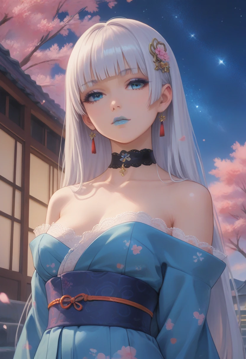 hair ornament, very long hair, japanese clothes, professional artwork, Intricate Details, field of view, sharp focus, detailed painting, photorealistic lighting, trending on pixiv, Standing at attention, ((school girl, summer school outfit)), ((large breasts:1,3)), Beautiful body,Beautiful Nose,Beautiful character design, perfect eyes, perfect face, looking at viewer, SFW,official art,extremely detailed CG unity 8k wallpaper, perfect lighting,Colorful, Bright_Front_face_Lighting, (masterpiece:1.0),(best_quality:1.0), ultra high res,4K,ultra-detailed, photography, 8K, HDR, highres, absurdres:1.2, Kodak portra 400, film grain, blurry background, bokeh:1.2, lens flare, (vibrant_color:1.2), shikkoku_yorihime, (seductive look), ((looking at viewer, front body pose))