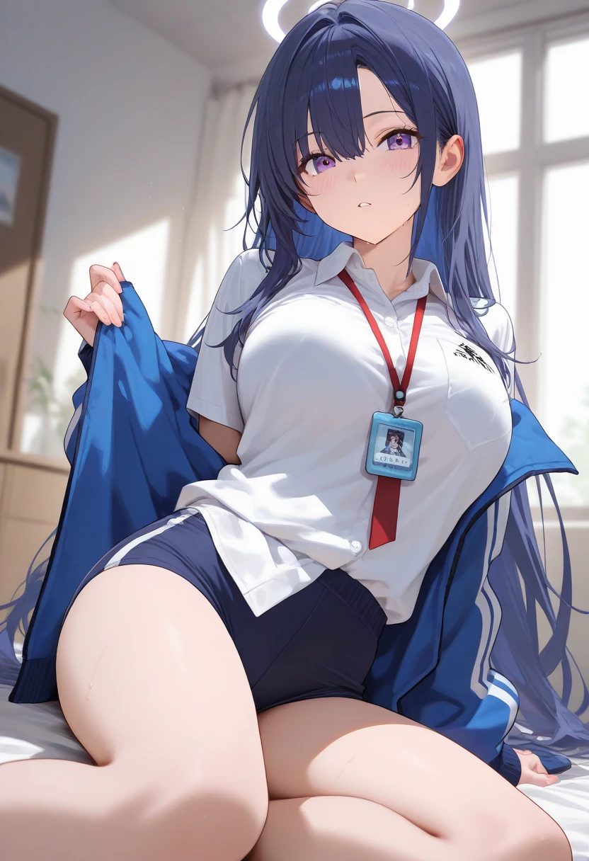 yuuka,1girl,default,top-quality、Top image quality、in 8K,4K,​masterpiece、Ultra-detailed細、Beautiful、ultra-quality, Best Quality,High resolution, Ultra-detailed,Game CG,Dutch Angle,Beautiful detailed eyes,Five Fingers,a beauty girl,BREAK, masterpiece,game cg,best quality,ultra-detailed,detailed light,slim body,slim legs,collarbones,slender body shape,detailed eyes,slender,kawaii,cute girl,medium breasts,1girl,happy,blush,medium breasts,((((competition swimsuit)))),beautiful detailed body,detailed eyes,classroom,table sex,crotch rub,masturbation,pussy juice puddle,from below,show off nipple,spread legs,moaning,closed eyes,open mouth,arm_support,(slouch:1.5),