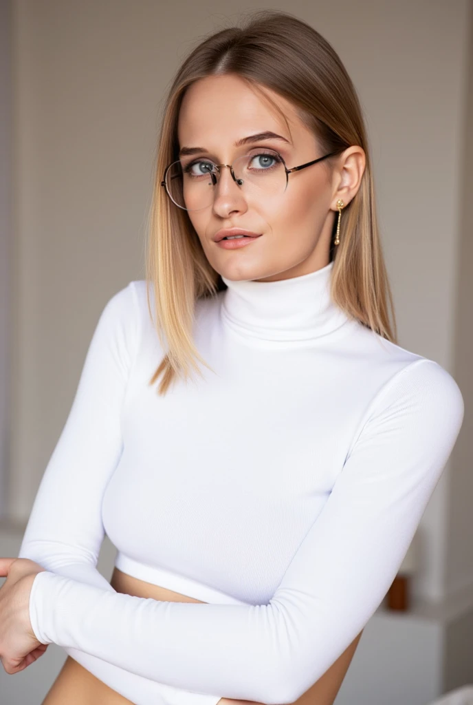 Wicky, busty under steampunk turtleneck outfit with chains , glasses,  detailed eyes, photography, trending on artstation, sharp focus, studio photo, intricate details, highly detailed, by greg rutkowski  <lora:Wicky:0.6>