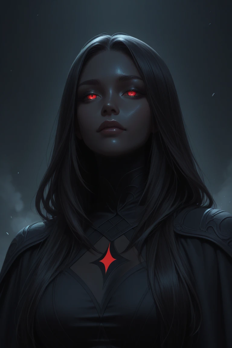 Dollz style. A possessed nun with a sinister smile, red glowing eyes, and pale skin, wearing a traditional black habit. Her teeth are sharp, almost vampiric, with a few missing. Her face is covered in subtle but disturbing details like dark veins and slightly decayed flesh. The background is an ominous, dark green, similar to the neon tone, creating a contrast with her eerie appearance. The lighting casts harsh shadows, emphasizing her menacing expression. The style is hyper-realistic with a glossy finish, capturing the same vibrant and detailed art style as the reference image. Her dark curly hair frames her face, and her hollowed, yet lifelike eyes pierce through the viewer. Small details like glowing symbols and wisps of dark smoke surround her, adding to the chilling atmosphere. (masterpiece: 2), best quality, ultra highres, original, extremely detailed, perfect lighting