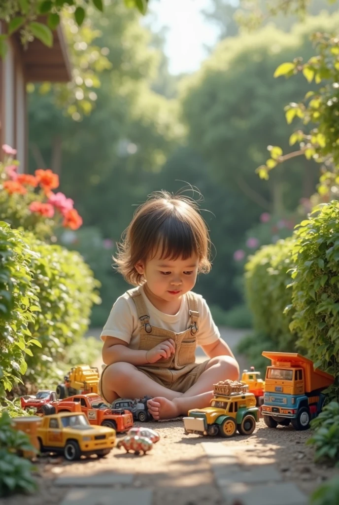 (Baby destroying a miniature city:1.6)、(Express baby's movements with motion blur effect:1.8)、Exquisite miniature architecture、small house、Cobblestone Street、Charming shop、Attractive street lights、Lush greenery、Overgrown Vines、(highest quality、4k、8k、High resolution、masterpiece:1.2)、Super detailed、(Real、Photorealistic、Photorealistic:1.37)、Hyperrealistic、Cinematic lighting、Bright colors、Very detailed、Beautifully rendered、Dramatic composition、Magical realism