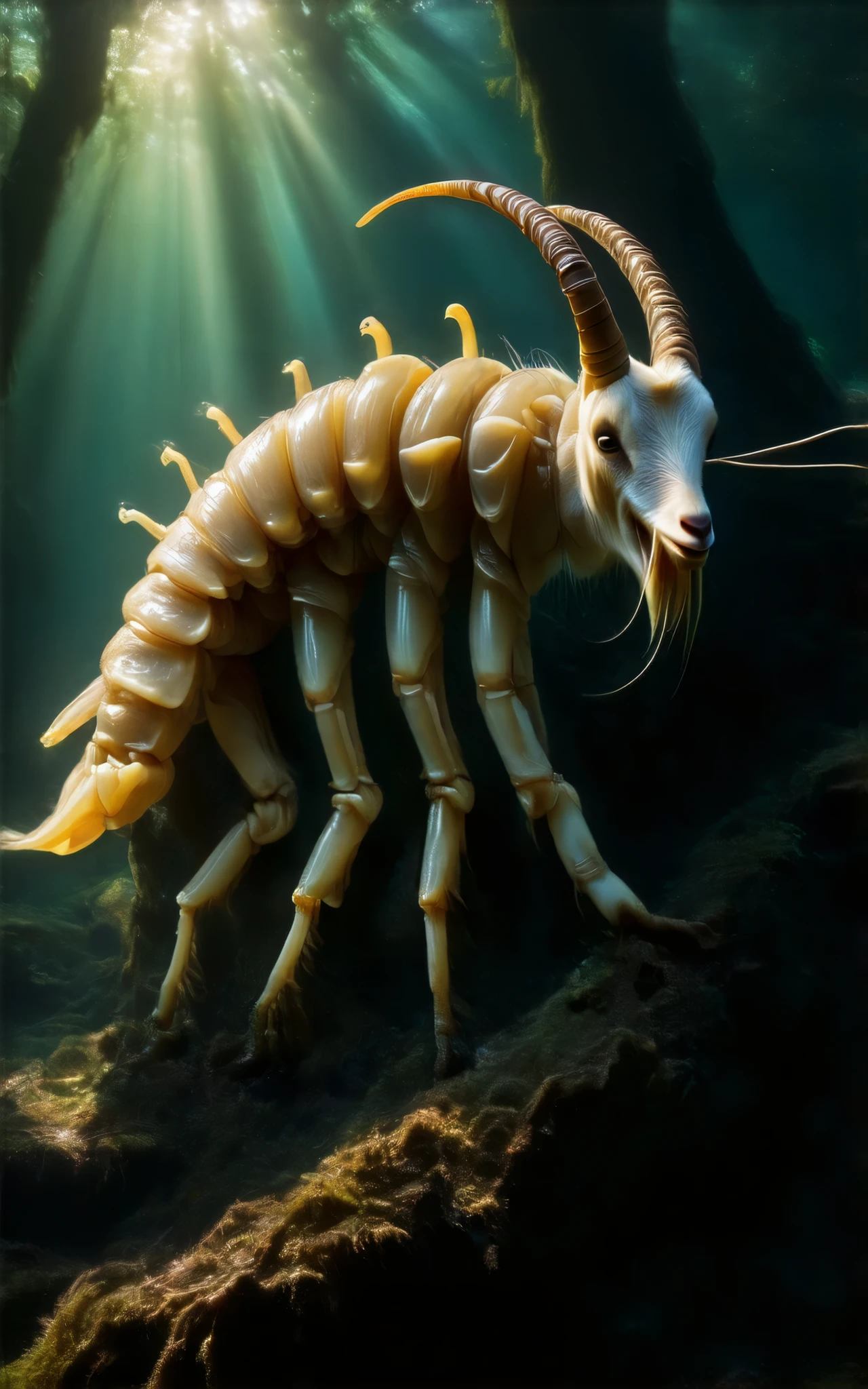 The spooky fusion of a centipede and a goat.