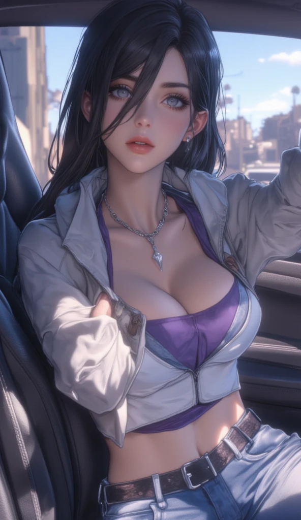 (1girl ((white bikini and short jeans:1.2)) , at the beach (upper body), beautiful eyes, beautiful girl, high detail skin, high detail eyes, high detail hair, highres, ultra detailed, detailed pores, imperfect skin, detailed reflective shiny skin, diffused skin pores,sharpen picture, Highly detailed, masterpiece, best quality, smiling, <lora:KateBishopFNLoRA:0.8> katebishop, with, brown, long, hair, ponytail, and, purple, outfit, arrows, bow