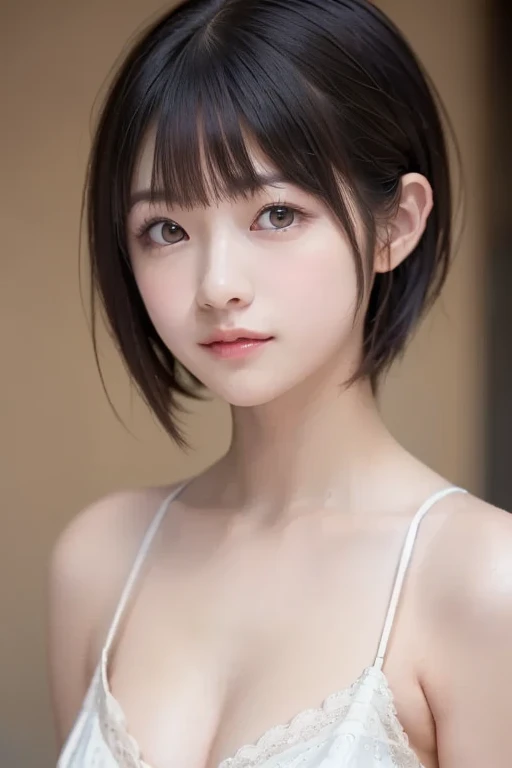 (1 nogizaka girl,raw photo,photo realistic:1.5),(best quality, high quality,HDR, highest quality,ultra high resolution,high resolution,high res,ultra high difinition,huge file size,8K,2K wallpaper,8K wallpaper,high quality texture,amazing,an extremely delicate:1.4),one girl, Japanese famous idol,beautiful face,small face,absurd,ridiculous,incredibly ridiculous,blurry background,(sundress,short hair,cleavage,no makeup:1.2),medium skin,beautiful skin,detailed skin,black hair,silky hair,detailed eyes,black eyes,Japanese nose,5-fingers,(Light Particles, Lens Flare, Luminous Particles: 0.7),looking at viewer,bright lighting,professional lighting,girl