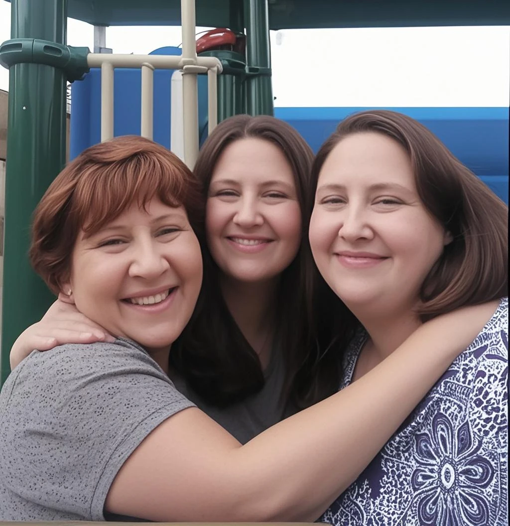 proud and loving mom, age 54, graying brown hair, beautiful,