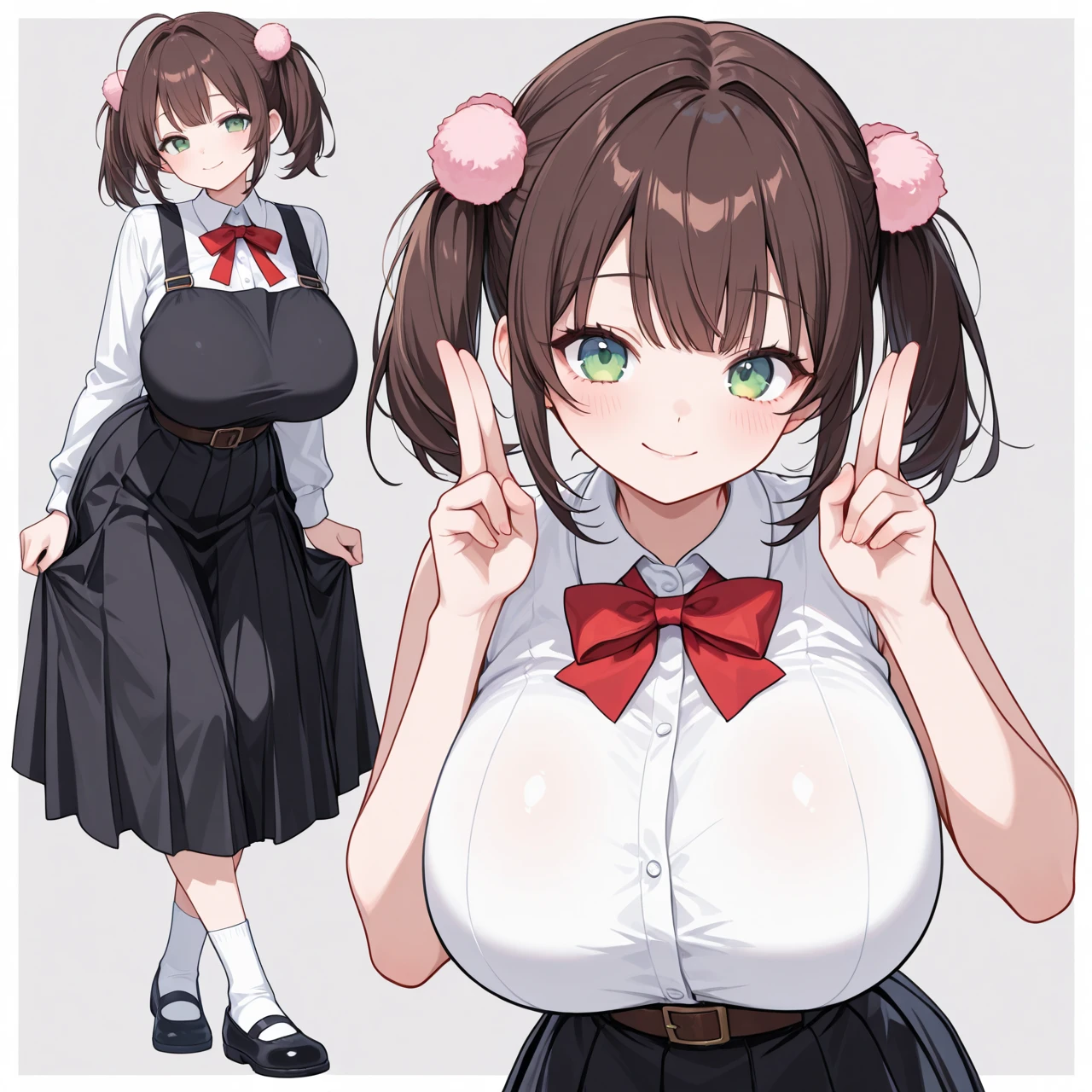 an uncensored pic of a sexy girl in a cute outfit with big tits being fucked in the dantsu_flame (umamusume), a very sexy manga girl from tokyo ghoul anime wearing a , 1girl, hojo karen, breasts, underwear, lingerie, solo, bra, skirt, cleavage, necklace, jewelry, large breasts, white bra, blush, plaid skirt, brown skirt, white shirt