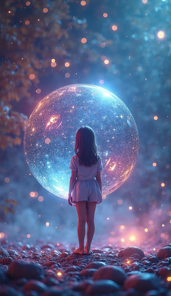 A girl front big ball