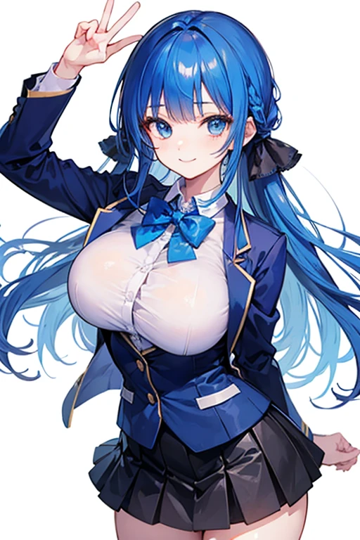 Magical girl with huge breasts、long blue hair、twin tails、rub your chest、Glasses、Light blue clothes、blue eyes、big ass、thighs、tights、young、short、smile