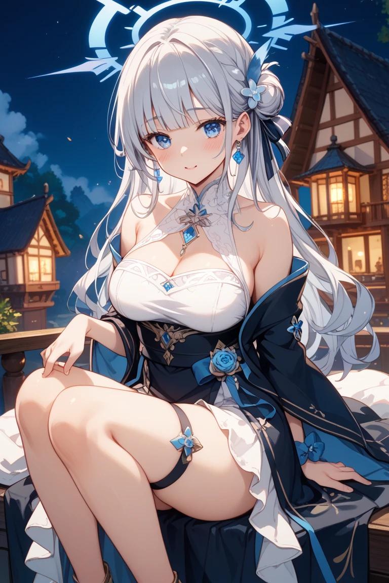 silber hair、red eyes、Beautiful girl alone、Fancy dresses、Western-style castle