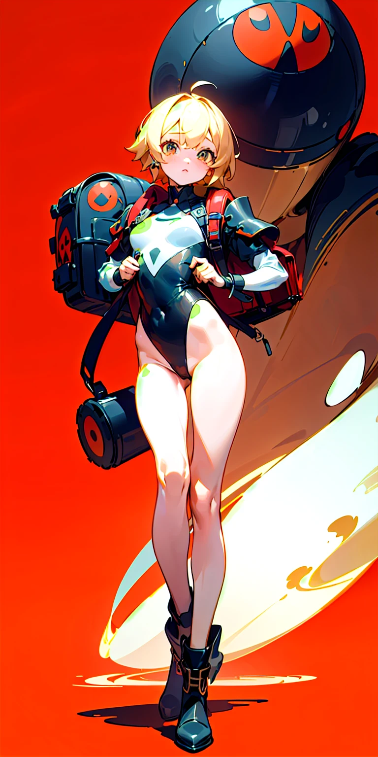 Masterpiece, best quality, Masterpiece, best quality, 1 woman , red eyes , purple hair ponytail , sly face , smile , pink bikini , abdomen, big breasts , Long legs , Barefoot , hands on hips , stand perfectly erect , full body , abandoned factory