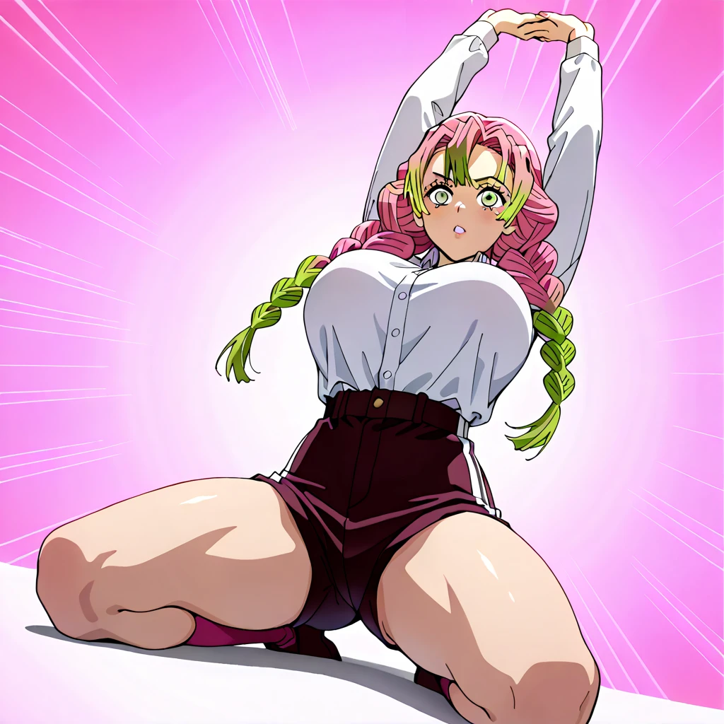 Kanroji Mitsuri、Pink Hair、Black Micro Bikini、Big Breasts、Big Tits、Thighs、Black tiny swimsuit、outside、City of night、Combat Ready、Confront the enemy、Spread your legs as wide as you can、Digging into the crotch、fight、Tattered、I injured、