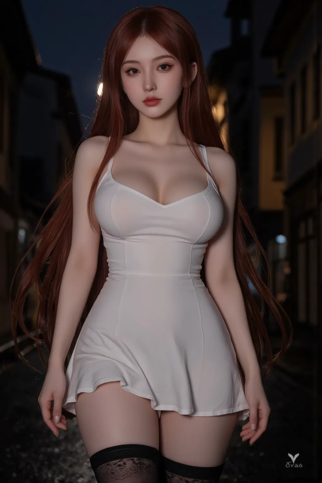an 18 year old girl with long red hair, heterochromatic eyes, pale skin, big chest, wearing a black dress combined with a flawless pink blouse, with a more elegant and sophisticated touch, something that matches his mysterious and strong personality. In general, its appearance would be striking, attract curious and intrigued glances, big chest, cinematic lighting, chromatic aberration, backlighting, Masterpiece, High details, high quality, 4k.