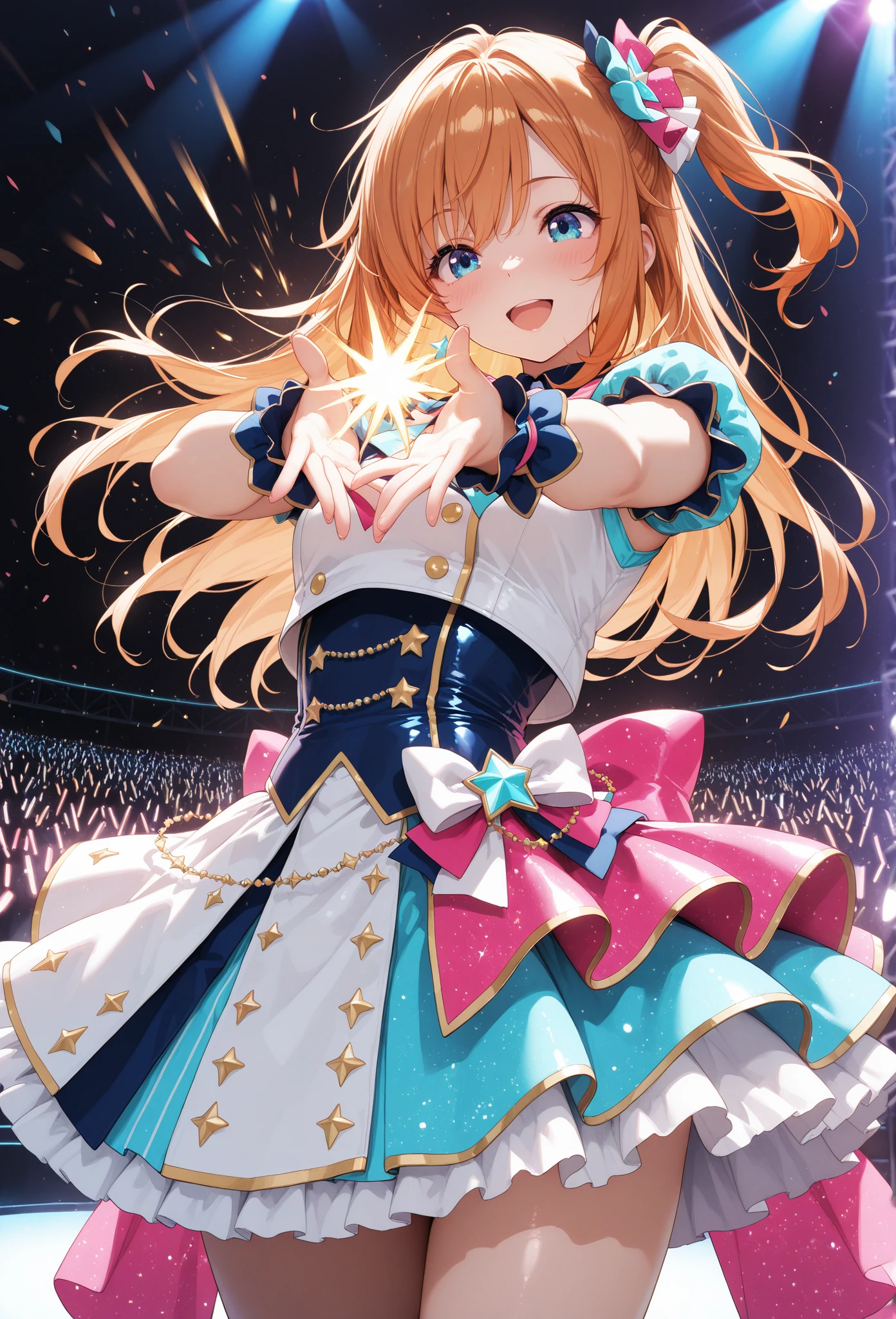 Anatomically correct body、1People Girls、A sparkling idol stage、Colorful and gorgeous dress