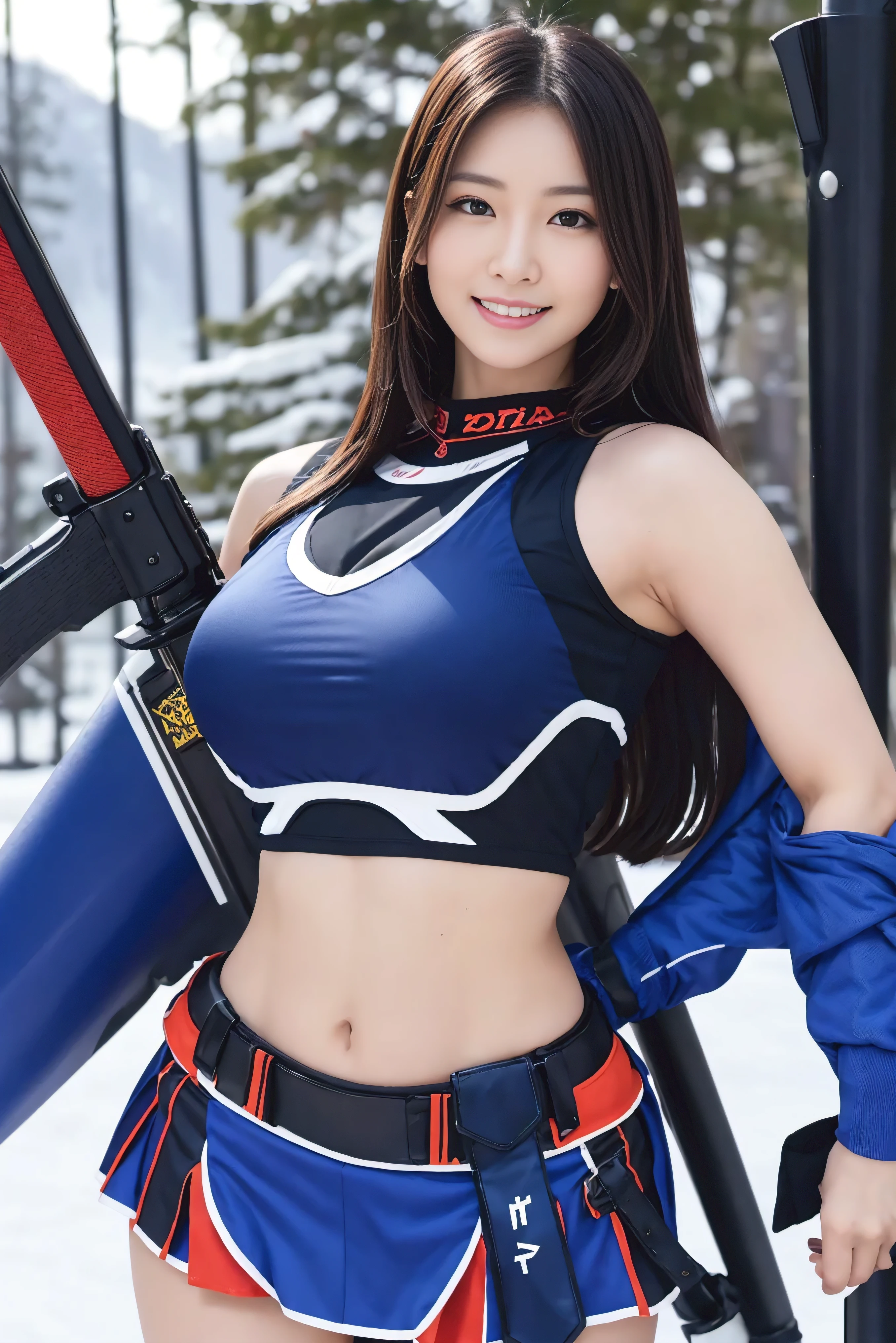 The cutest gravure idol in the snow、((Mountaineering boots))、((Knitted hat))、((Climbing harness))、((gloves))、With shiny brown hair、(topless)、Wide-open legs、Completely naked、((Micro bikini lingerie panties))、I want to see your panties、Her belly button is showing and she's seductive, Erotically、Perfect body、Thin、She is confident々smiled.、Professional pose for the camera、Her fashion and looks、The perfect balance of cuteness and elegance、Esbian all over、Captivate the viewer、'Don't let go.。Through this scene、Express her charm to the fullest