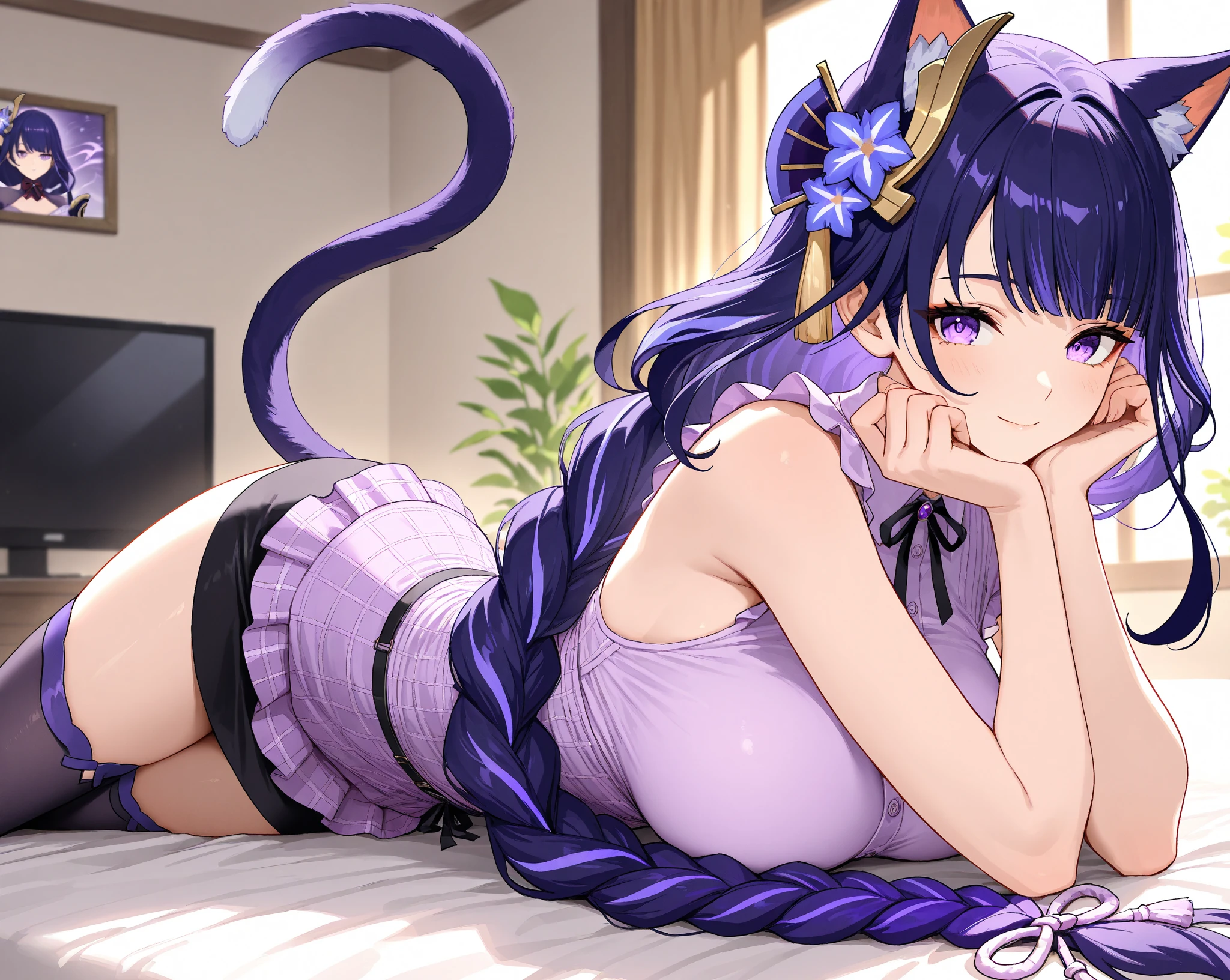 Cat tail Pig belly, rabbit head, super fine hair, purple hair, 8K, moe. brushwood --auto --s2
