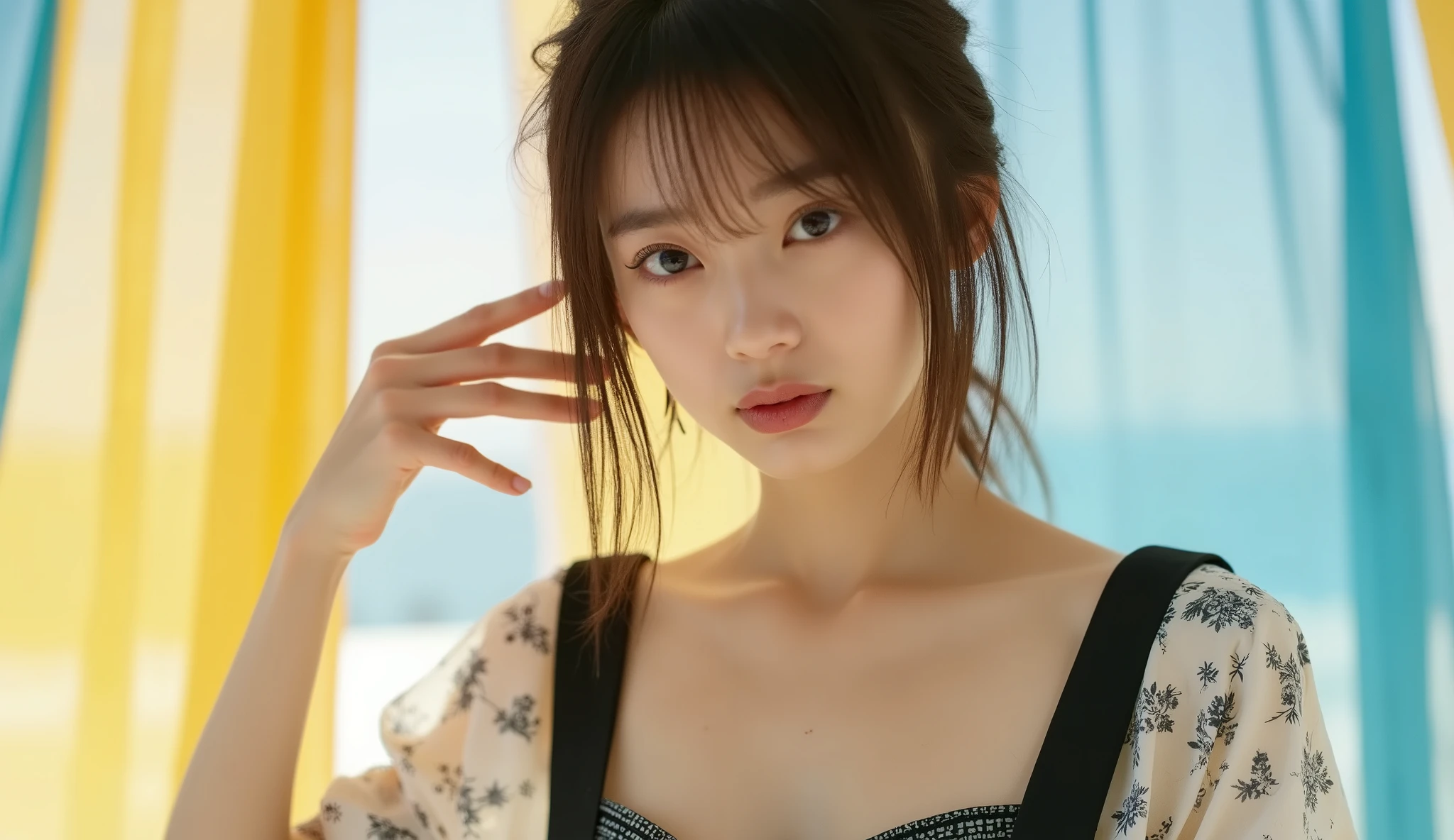 sexyな明るい色の美しい女性,Sex Girls,sexyな美しい体,Sex is beautiful  ,sexyな美しい胸部,sexyな美しい子宮, sexy girl, sexy, sexy,  no dress  , frontal pose on the outside of a magazine, Ahead、accentuate cleavage、messy hair