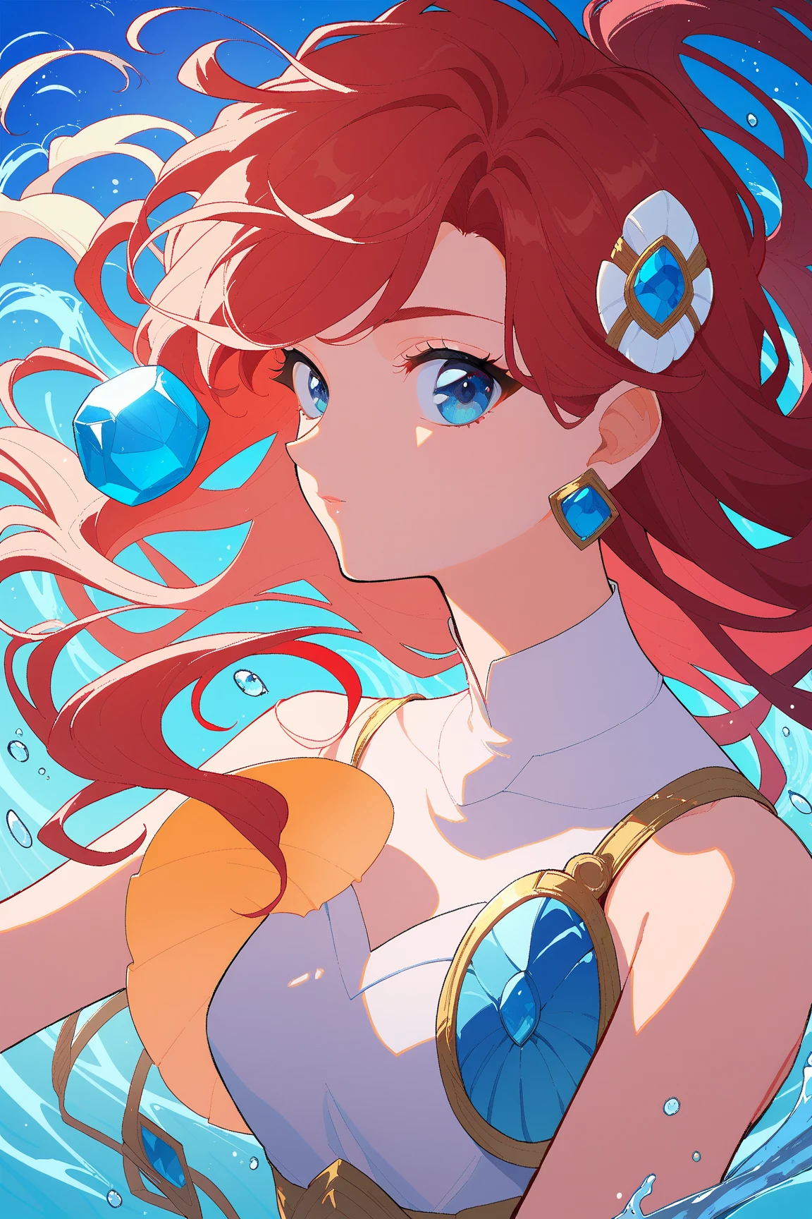 masterpiece,best quality, 1girl, looking at viewer, ariel \(disney\), mermaid, underwater, upper body,
