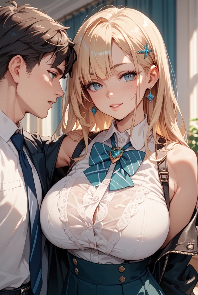 ４ｋ、Super detailed、official art、Luminedef、Maid clothes、、((A man&#39;s hand grasping the breast from below、Fingers digging into the chest、grab your chest、lift the chest、perfect face、Please reflect your perfect facely on your chest、、blush、、Male and female whole body，man attacking girl（perfect face，perfect eyes），huge breasts ，sexually aroused man、surrounded by men、fingers dig into chest、lift the chest、Bring your tongue closer to your chest、,hands on crotch seat，sexually excited boy、trance、joy、Provocative look with a man、man grabs woman&#39;I put my sweaty hands on my waist.、、brainwashed、A painful look、My clothes are wet and transparent