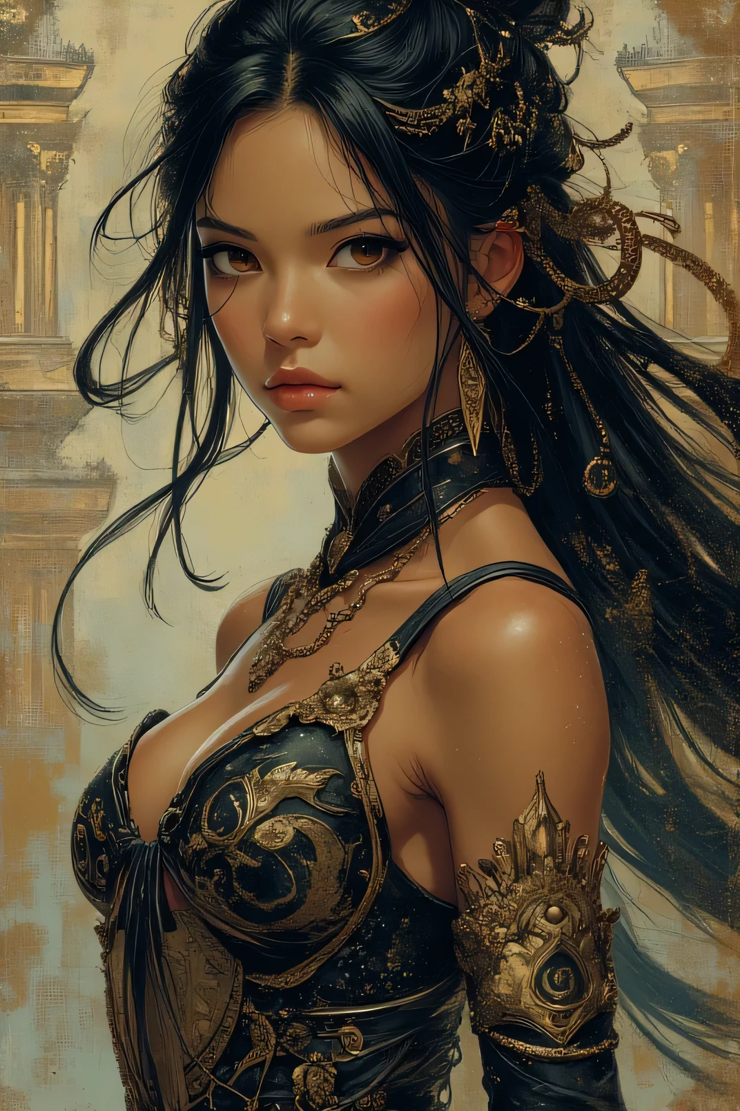 mulher negra,[rainha_tatuagem], vivid colors, Atmospheric,sorrir, elegante, Borboletas, flores florescendo, em movimento,Detailed medieval gothic portrait of cyberpunk style, futurista (Neon light: 1.1) Desgaste reflexivo, scientific fiction, Robot Parts, Gold Parts, Face of the Cinematic Light Machine, reflexos, polido ef 50mm, ((arte por Greg Rutkowsky)), (ghibli studio :1.1), Artgern, arte, illustration, ((Ambiente escuro)), ((Vegnette)), ((HDR)) ((Minimum palette colors)), tons suaves, cores suaves, cores escuras, calmas, cores pastel altamente detalhes, dramatic and intricate details, corpo inteiro,PlayStation 5 graphics,rosto detalhado,Realistic texture, organic composition,Detalhador Furtástico,Foto bruta 8K, olhos perfeitos, Realistic,vivid color,afro-mulher