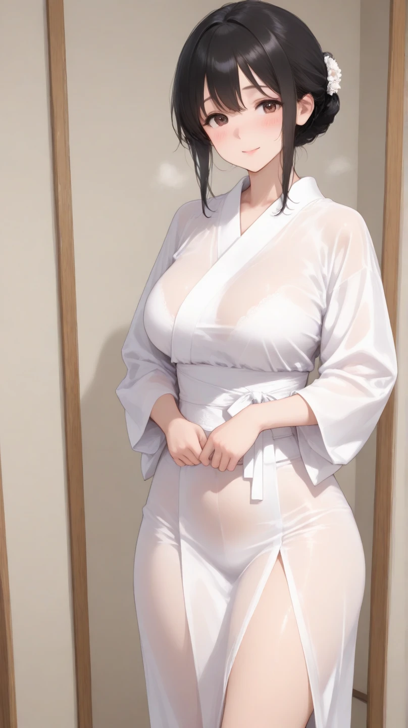 Character Details:, - Gender: 1 Girl. - Style: Anime, - Body Type: Attractive body, slim body, nice legs, slim tights, nice arms, nice shoulders. - Breast: (Small Breast:1.2), (Cleavage:1.1), (Nipple:1.1), (Slip Nipple:1.1), (Milk), (White Milk), (White Goo:1.1), (White Sticky Goo Over Body:1.1), (White Goo over Face:1.1), (Sticky Liquid on Breast:1.4), (Wet Thighs:1.2). - Facial Feature: Beautiful, Gorgeous, Teenager, Fresh, Young. - Expression: Shy, Pink Blush on Face, open mouth, Pink Tongue, Sexy Eyes, Sexy Look, (Sweating:1.4), Innocent Look, Tipsy. - Hairstyle: Blunt Bangs, Long Hair. - Hair Color: (White Hair:1.5), (Cute Short Hair:1.3), - Clothing: (Sexy Kimono:1.6), (Off-Shoulder:1.3),. - Body Pose: (Wide Kneel:1.3),(bend over:1.4),(wide spread leg:1.4),. - Behaviour: Waiting, Want Something, Secretly. - Accessories: Earrings, No Hair Accessories, Environmental Details:, - Setting: Bed Room., - Lighting: Natural Light., - Decoration: Modern Bed, Chair, Window, White Curtain, City View. Top view. pov, anime style, UHD, retina, masterpiece, accurate, anatomically correct, textured skin.