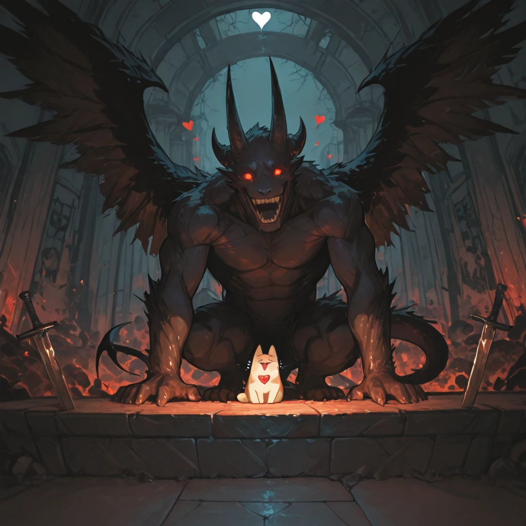 (bay Taran Fiddler), (by Chunie), gargoyle, stone gargoyle, male/male, cathedral, stained glass, glowing sunlight, wide hips, bubble butt, wide tail, thick tail, claws, glowing eyes, stone skin, evil grin, scary, cum splatter, doggy styl sex, anal penetration, gay sex