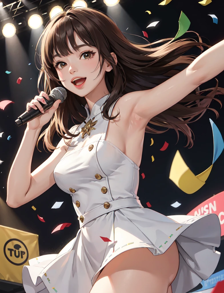 highest quality, masterpiece, One girl, whole body, Very delicate and beautiful girl, 8K Wallpaper, Beautiful fine details, Beautiful sparkle, Cinematic lighting、23 years old、Idol、sexy、Colorful costumes、Red Line