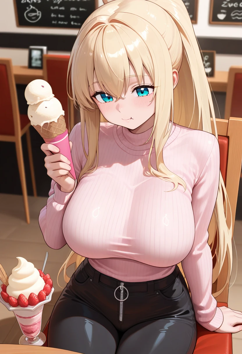 1girl, nsfw, Reines El-Melloi Archisorte LONG HAIR, BLONDE HAIR, AQUA EYES, BERET, BLACK HEADWEAR, HAIR FLOWER, RIBBON,,, empty eyes, (large breasts, Naked:1.5), nipple, Walking, Cooking Classes, Sweets shop, frozen, Wet, crying, (1girl) Blank look, Peeing, lactation, projectile lactation