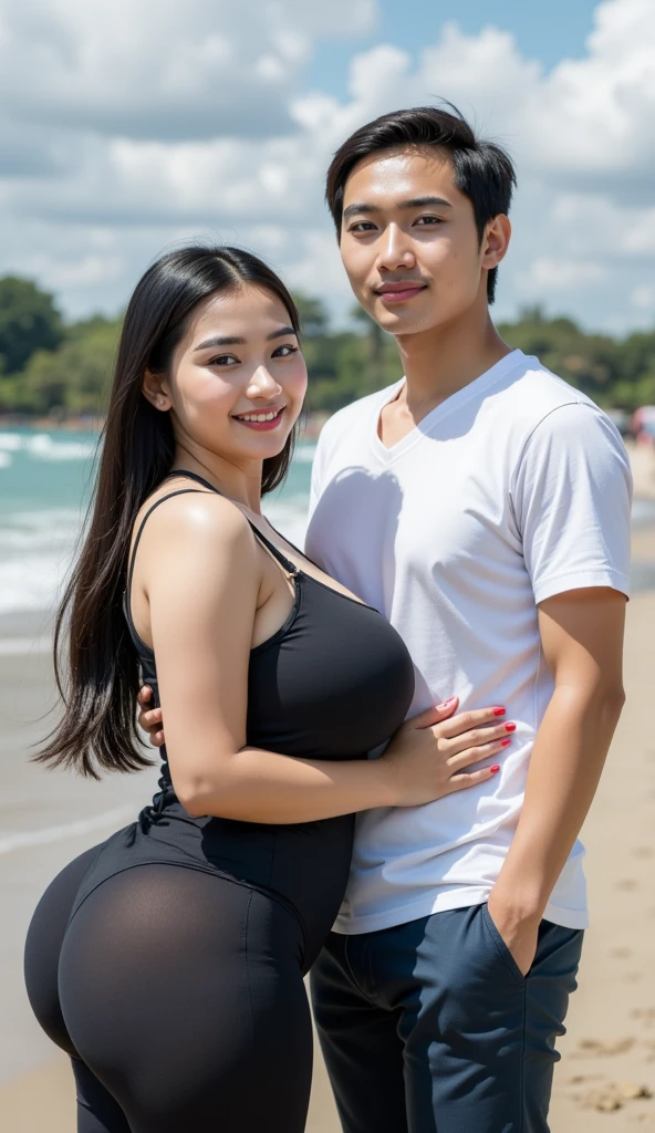 masterpiece, kawaii, cute, romantic, best quality, 2others, naked couple, mature, adult, height difference, different pose sexy, smile, happy, love, swirling wind, blue sky, man with short hair, man with big penis, woman with long black hair, woman with huge breast, show pubic hairs, dark hairy pussy, perfect ??????? 